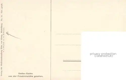 AK / Ansichtskarte Hoffmann Heinrich Baden Baden Blick von der Friedrichshoehe  Kat. Kuenstlerkarte
