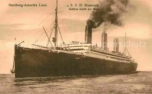 AK / Ansichtskarte Dampfer Oceanliner S.S.D. Bismarck Hamburg Amerika Linie  Kat. Schiffe