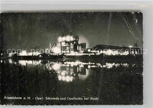 AK / Ansichtskarte Ruesselsheim Main Opel Schmiede und Opelhafen bei Nacht Kat. Ruesselsheim