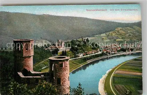 AK / Ansichtskarte Neckarsteinach Panorama mit Burg Schwalbennest Kat. Neckarsteinach