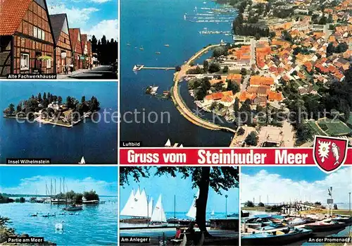 AK / Ansichtskarte Steinhuder Meer Fliegeraufnahme Insel Wilhelmstein Fachwerkhaeuser Anleger Promenade Kat. Wunstorf