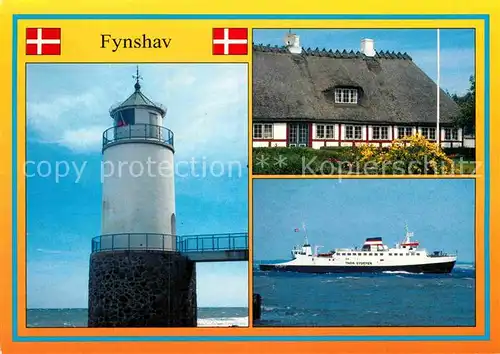 AK / Ansichtskarte Fynshav Leuchtturm Reethaus Personenschiff