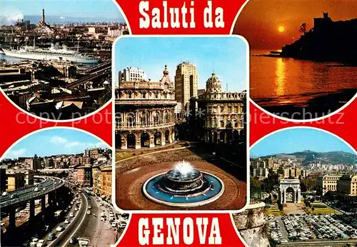 AK / Ansichtskarte Genova Genua Liguria Hafen Autobahn Brunnen Sonnenuntergang Kat. Genova