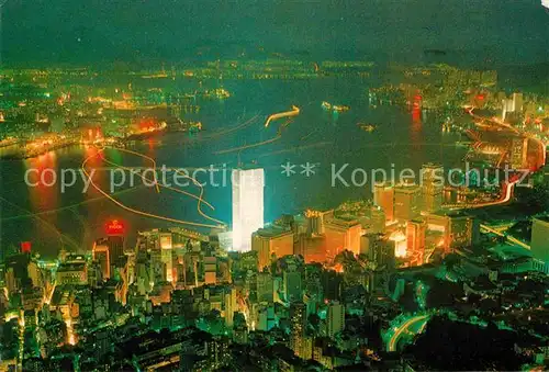 AK / Ansichtskarte Hongkong Fliegeraufnahme bei Nacht Kat. China