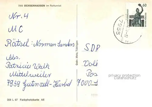 AK / Ansichtskarte Ochsenhausen Ehemalige Benediktinerabtei Rottumtal Fliegeraufnahme Kat. Ochsenhausen