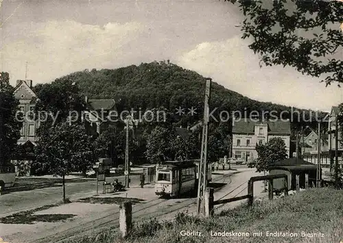 AK / Ansichtskarte Strassenbahn Goerlitz Landeskrone Endstation Biesnitz  Kat. Strassenbahn
