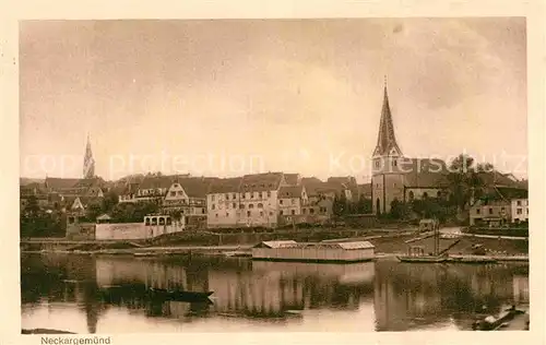 AK / Ansichtskarte Neckargemuend Neckarpartie mit Kirche Kat. Neckargemuend