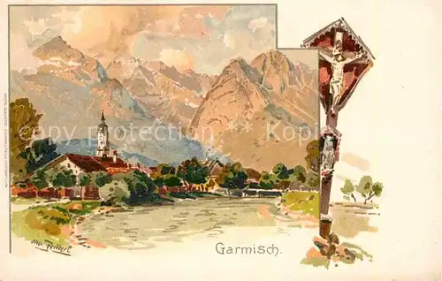 AK / Ansichtskarte Garmisch Partenkirchen Kuenstlerkarte Otto Fruetzel Kat. Garmisch Partenkirchen