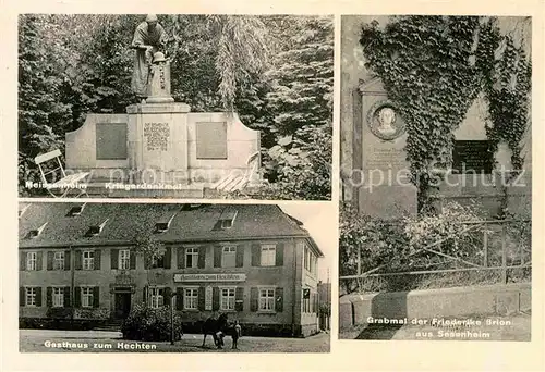 AK / Ansichtskarte Meissenheim Baden Kriegerdenkmal Gasthaus zum Hechten Grabmal Friederike Brion Kat. Meissenheim