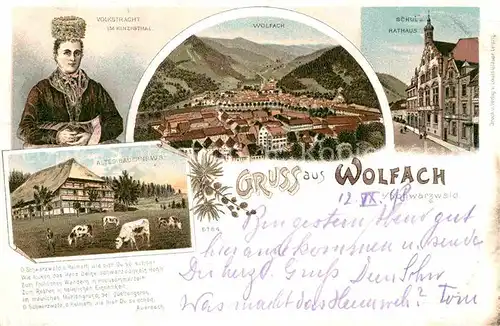 AK / Ansichtskarte Wolfach Rathaus Volkstracht Bauernhaus Kat. Wolfach Schwarzwald