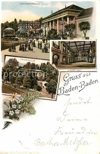 AK / Ansichtskarte Baden Baden Trinkhlle Conversationshaus Concertsaal Kat. Baden Baden