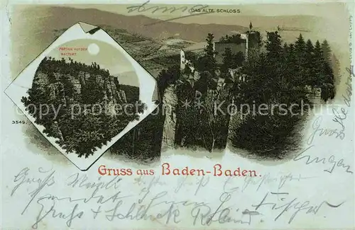 AK / Ansichtskarte Baden Baden Altes Schloss Mondschein Kat. Baden Baden