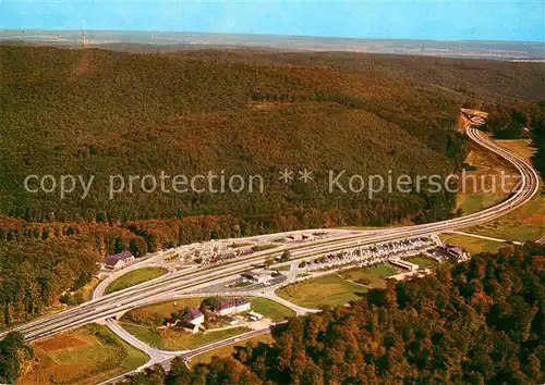 AK / Ansichtskarte Autobahn Rasthaus im Spessart Motel Rohrbrunn Fliegeraufnahme Kat. Autos