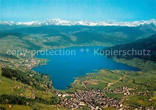 AK / Ansichtskarte Aegerisee mit Alpen Fliegeraufnahme Kat. Zug
