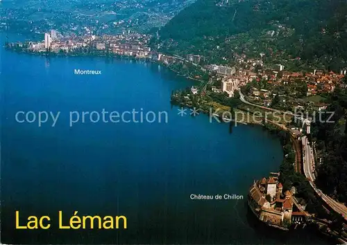 AK / Ansichtskarte Lac Leman Genfersee Chateau de Chillon Montreux Fliegeraufnahme Kat. Genf