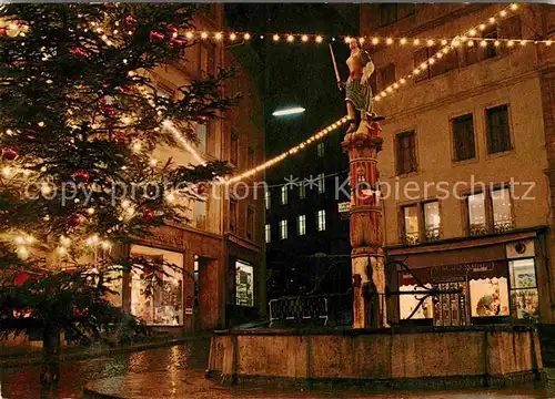 AK / Ansichtskarte Lausanne VD Place de la Palud Brunnen Nachtaufnahme Kat. Lausanne