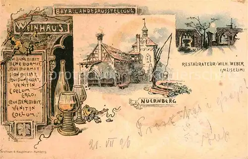AK / Ansichtskarte Nuernberg Landesausstellung Weinhaus Kuenstlerkarte A. Drescher  Kat. Nuernberg