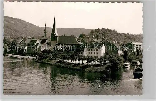AK / Ansichtskarte Neckargemuend Neckarpartie mit Kirche Kat. Neckargemuend