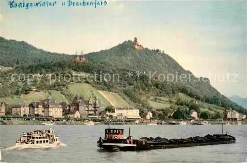 AK / Ansichtskarte Koenigswinter Drachenfels Binnenschiff Kat. Koenigswinter