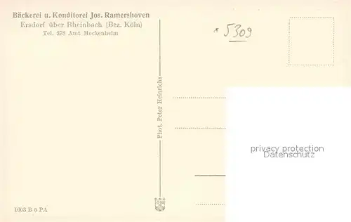 AK / Ansichtskarte Ersdorf Baeckerei Konditorei J. Ramershoven  Kat. Meckenheim