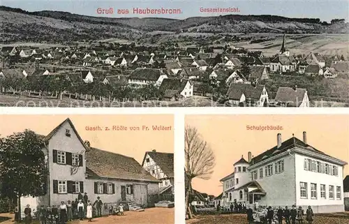 AK / Ansichtskarte Haubersbronn Schulgebaeude Gasthaus Roessle  Kat. Schorndorf