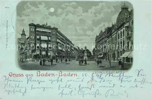 AK / Ansichtskarte Baden Baden Leopoldsplatz Mondschein Kat. Baden Baden