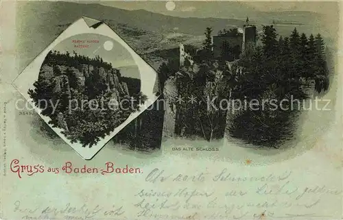 AK / Ansichtskarte Baden Baden Altes Schloss Battert Mondschein Kat. Baden Baden