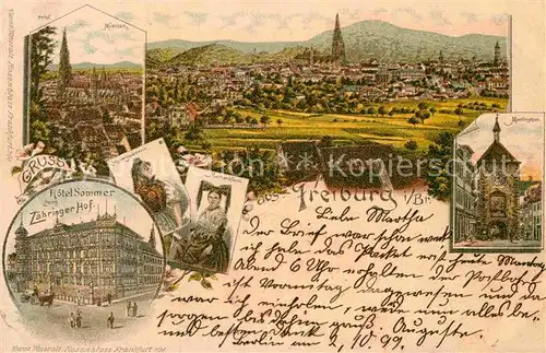 AK / Ansichtskarte Freiburg Breisgau Hotel Somer Zaehringer Hof Panorama Muenster  Kat. Freiburg im Breisgau