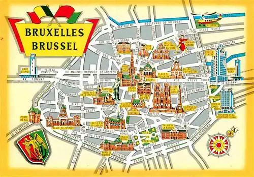 AK / Ansichtskarte Bruessel Bruxelles Stadtplan Kat. 