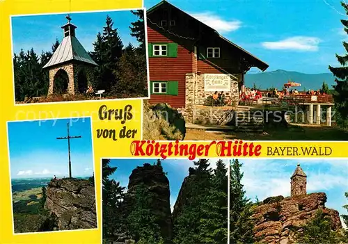 AK / Ansichtskarte Koetzting Koetztinger Huette auf dem Kaitersberg Kreuz Felsen Waldschmidt Denkmal Kat. Bad Koetzting
