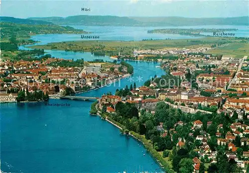 AK / Ansichtskarte Konstanz Bodensee mit Vorort Petershausen Insel Reichenau Untersee Hoeri Fliegeraufnahme Kat. Konstanz
