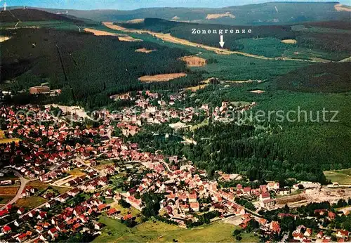 AK / Ansichtskarte Braunlage Heiklimatischer Kurort mit Wurmberg Zonengrenze Fliegeraufnahme Kat. Braunlage Harz