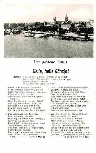 AK / Ansichtskarte Liederkarte Heile heile Gaensje Mainz  Kat. Musik