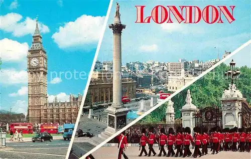 AK / Ansichtskarte Leibgarde Wache London Trafalgar Square Marching Guards Nelson s Column  Kat. Polizei