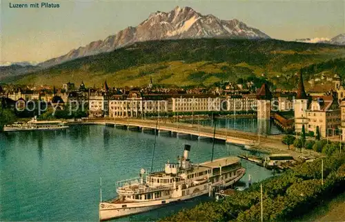 AK / Ansichtskarte Dampfer Seitenrad Stadt Luzern Pilatus  Kat. Schiffe