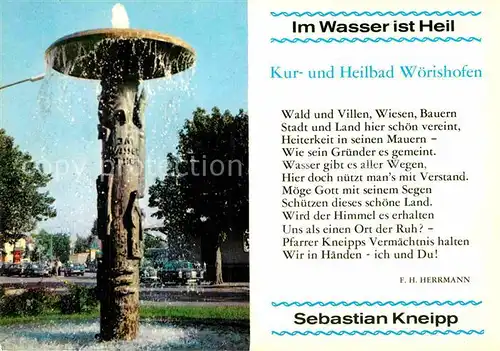AK / Ansichtskarte Gedicht auf AK F. H. Hermann Kneipp Brunnen Bahnhofsplatz Bad Woerishofen  Kat. Lyrik