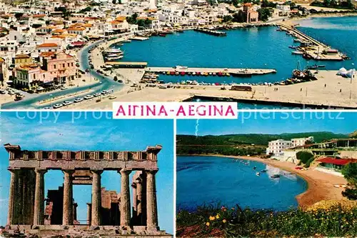 AK / Ansichtskarte Aegina Egina Fliegeraufnahme Tempel Strand Kat. Insel Aegina