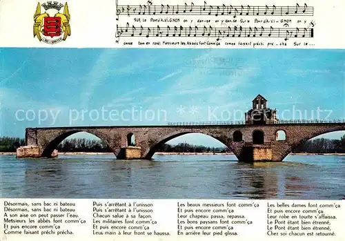 AK / Ansichtskarte Bruecken Bridges Ponts Pont St.Benezet Liederkarte Avignon 