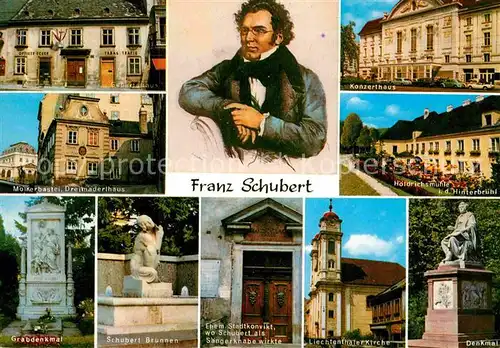 AK / Ansichtskarte Schubert Franz Moelkerbastei Geburtshaus Stadtkonvikt Hoeldrichsmuehle Wien  Kat. Persoenlichkeiten