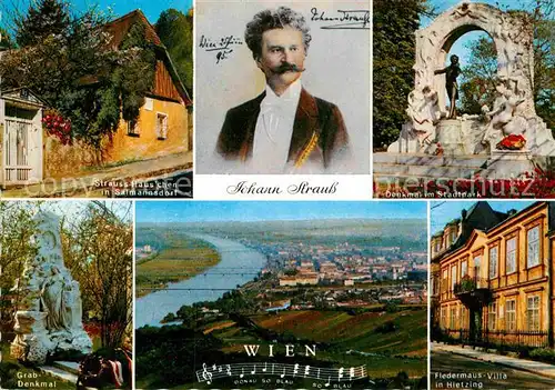 AK / Ansichtskarte Strauss Johann Wien Salmannsdorf Fledermaus Villa Hietzing Denkmal Grabdenkmal  Kat. Komponist