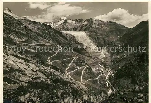 AK / Ansichtskarte Gletscher Rhonegletscher Furka  und Grimselstrasse  Kat. Berge