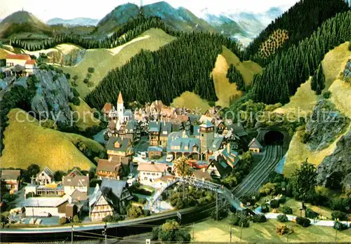 AK / Ansichtskarte Modellbau Eisenbahn Miniland Mammut Anlage Wengen Allgaeu Fachwerkdorf Mittelgebirge  Kat. Spielzeug