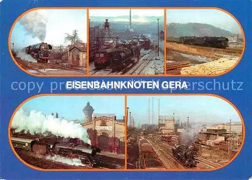 AK / Ansichtskarte Lokomotive Eisenbahnknoten Gera Zwoeten Bahnbetriebswerk Gueterbahnhof  Kat. Eisenbahn