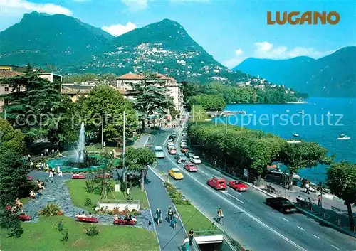 AK / Ansichtskarte Lugano Lago di Lugano Fontana Piazza Manzoni Luganersee