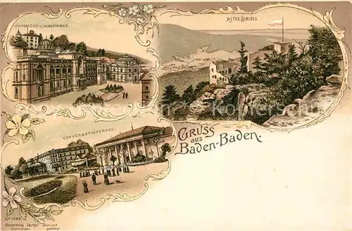 AK / Ansichtskarte Baden Baden Altes Schloss Conversationshaus Friedrichsbad Augustabad Kat. Baden Baden