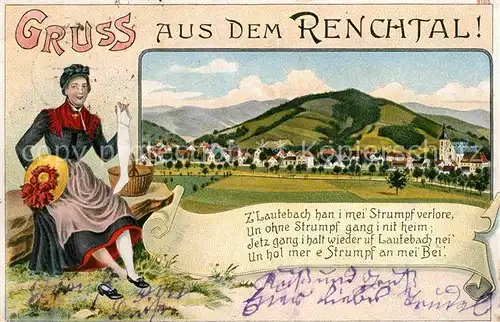AK / Ansichtskarte Renchtal Panorama Frau Tracht Kat. Oberkirch