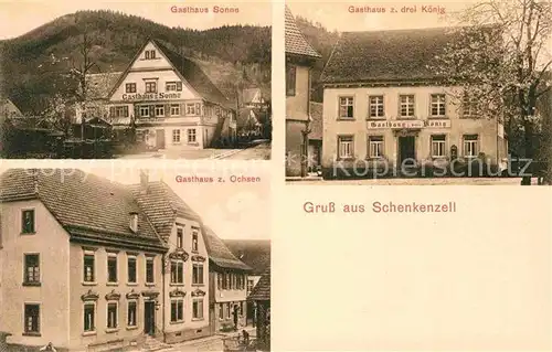 AK / Ansichtskarte Schenkenzell Gasthaus Sonne Gasthaus drei Koenig Gasthaus zum Ochsen Kat. Schenkenzell Schwarzwald