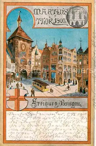 AK / Ansichtskarte Freiburg Breisgau Martinstor 1900 Kat. Freiburg im Breisgau