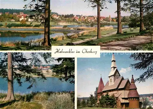 AK / Ansichtskarte Hahnenklee Bockswiese Harz Panorama Partie am Wasser Cafe Bastel Nordische Stabkirche Kat. Goslar