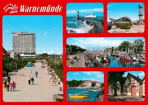 AK / Ansichtskarte Warnemuende Ostseebad Hotel Neptun Promenade Leuchtturm Teepott Hafen Haeuserpartie Kat. Rostock